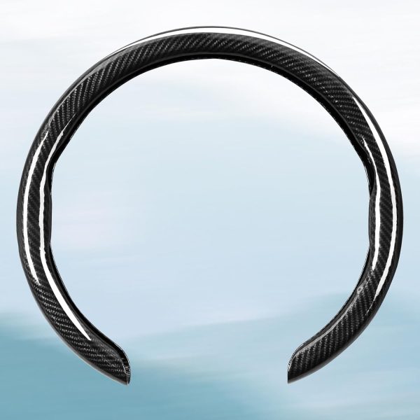 Car Steering Wheel Cover Bright Carbon Fiber, Non-Slip Steering Wheel Wrap Universal 14.5-15 inch Steering Wheel Car Accessories Interior Protector, Black