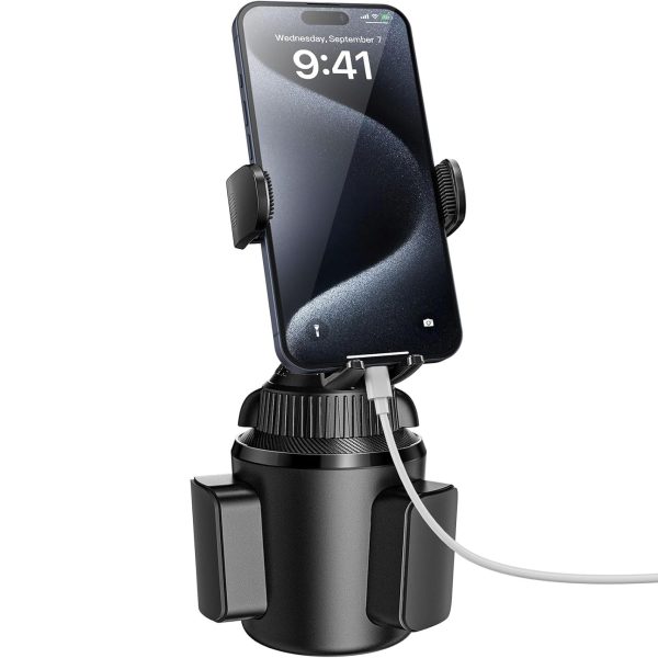Universal Car Cup Phone Holder | Quick Extension Long Arm | 360?? Swivel | Adjustable for All Smartphones | Stable & No Shake Design