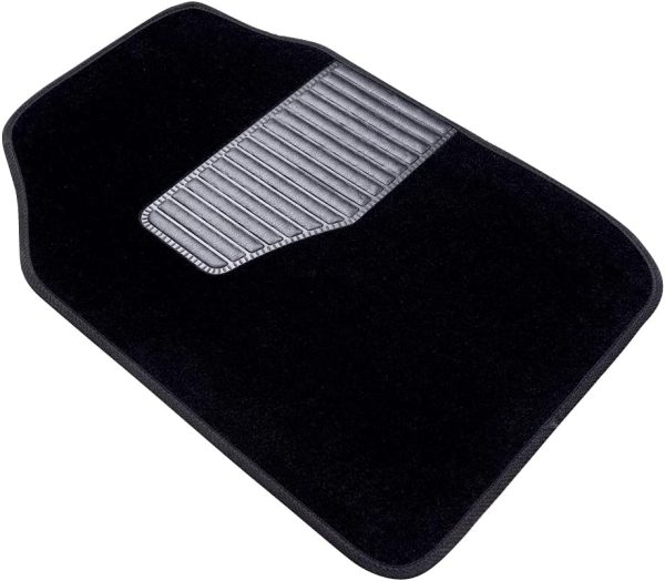 Universal Fit Rubber Carpet Floor Mats For Car  Van & Truck, 4 count (Pack of 1), Black, 25"L x 17.5"W (Front), 13"L x 17.5"W(Rear)