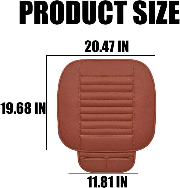 2 Pack Car Seat Covers for Front Seats, Breathable Leather Cushion Protector, Anti-Slip Driver Seat Padded with Storage Pockets, Universal Auto Interior Decoration for Most Vehicles (Orange)