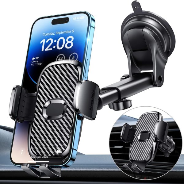 Car Phone Holder[Military-Grade 360??Suction Cup]Phone Holders for Your Car Universal Accessories Air Vent Dashboard Windshield Phone Mount Automotive Cradles Fit for Dash Mounting Kits