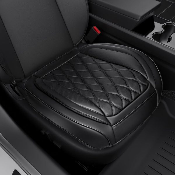 Luxury Faux Leather Car Seat Cover Front Bottom Seat Cushion Cover, Anti-Slip and Wrap Around The Bottom, Universal Fit for Most Cars, Black Car Interior Accessories - 1 Pieces