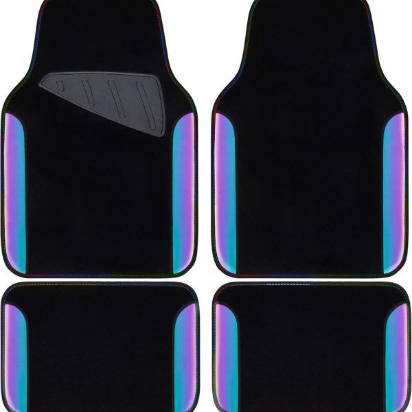 Chameleon Iridescent Reflective PU Leather&Waterproof Universal Carpet car Floor mats,Fit for 95% s,Sedans,Vans,Trucks&Car Mat for Women(Reflective Color Change)