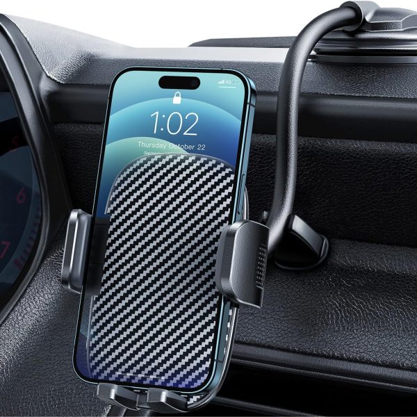 Car Phone Holder - Flexible Gooseneck Long Arm Phone Mount for Windshield with Washable Strong Suction Cup for All Smartphones