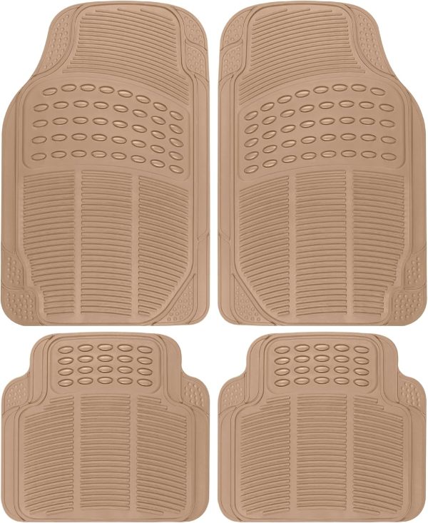 Heavy Duty 4pc Front & Rear Rubber Floor Mats for Car SUV Van & Truck-All Weather Protection Universal Fit