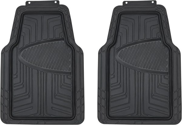 All-Season Floor Mats for Cars, SUVs and Trucks, Premium Rubber, All Weather Protection, Universal Trim to Fit, 2-Piece, Black