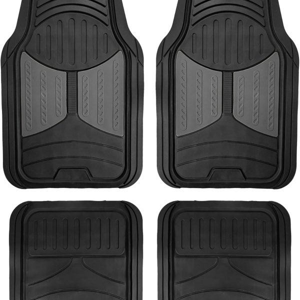 Automotive Floor Mats - Heavy-Duty Floor Mats for Cars, Universal Fit Full Set, Floor Mats, Trimmable Floor Mats for Most Sedan, SUV, Truck Floor Mats Rubber Gray