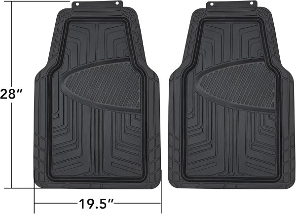 All-Season Floor Mats for Cars, SUVs and Trucks, Premium Rubber, All Weather Protection, Universal Trim to Fit, 2-Piece, Black
