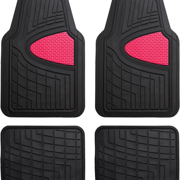 Automotive Floor Mats - Heavy-Duty Rubber Floor Mats for Cars, Universal Fit Full Set,  Floor Mats, Trimmable Floor Mats for Most Sedan, , Truck Floor Mats Pink