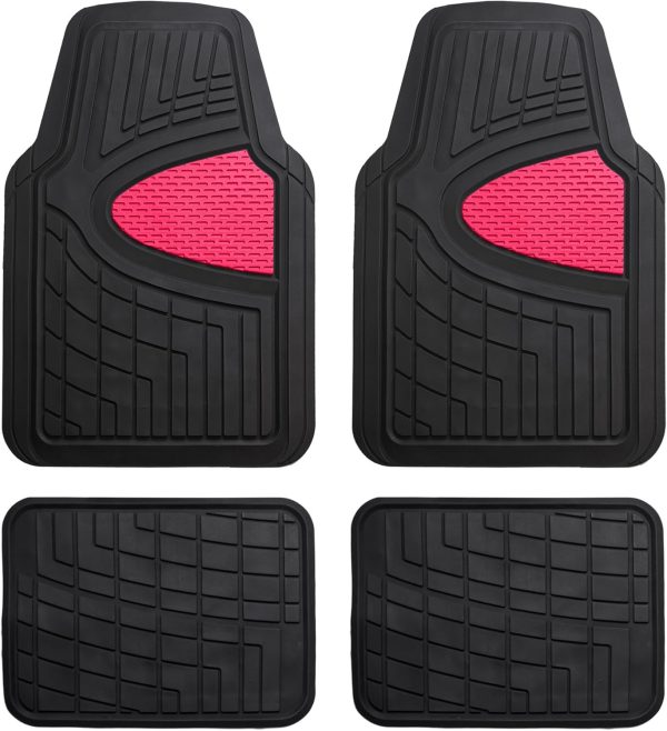 Automotive Floor Mats - Heavy-Duty Rubber Floor Mats for Cars, Universal Fit Full Set,  Floor Mats, Trimmable Floor Mats for Most Sedan, , Truck Floor Mats Pink