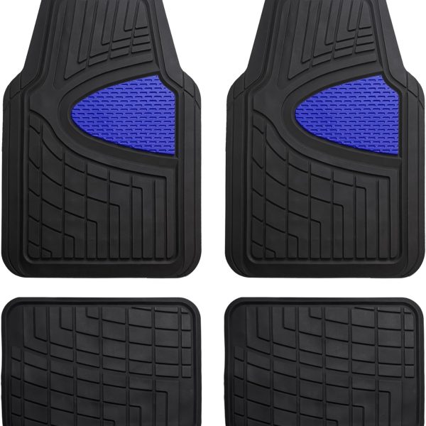 Automotive Floor Mats - Heavy-Duty Rubber Floor Mats for Cars, Universal Fit Full Set, Floor Mats, Trimmable Floor Mats for Most Sedan, SUV, Truck Floor Mats Blue